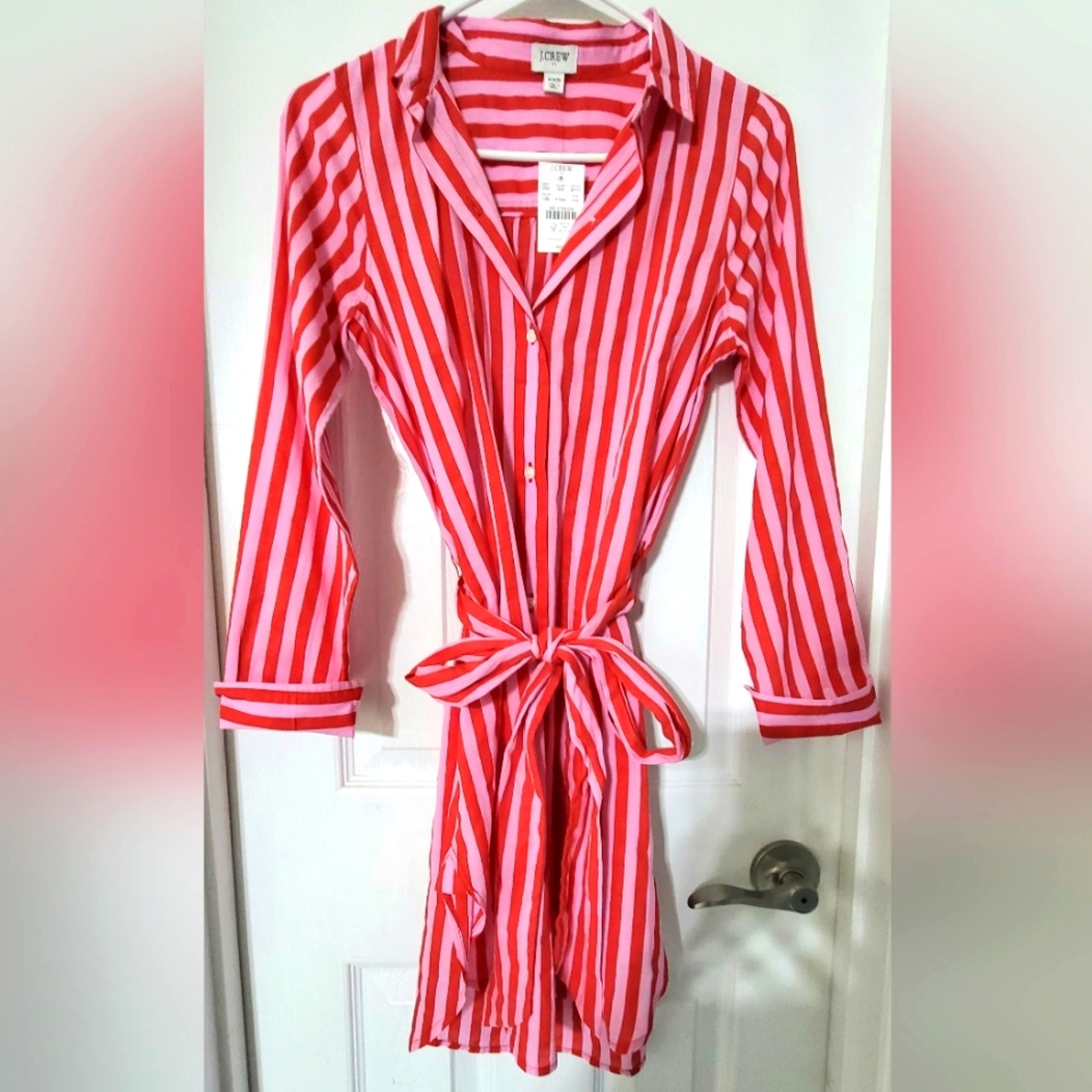 NWT JCREW Pink Preppy Swimsuit Coverup Size XXS